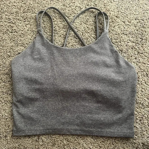 SP Athletics Long Line Tank Gray Minimal Light Compression Sport Bra Size Medium - Picture 1 of 9